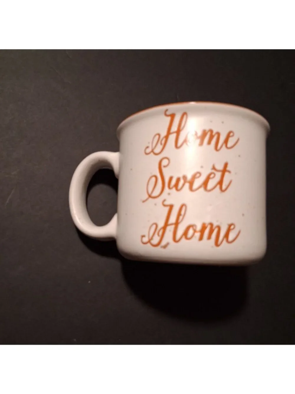 Home Sweet Home Ceramic Mug Rustic White & Orange Accent 14 Oz